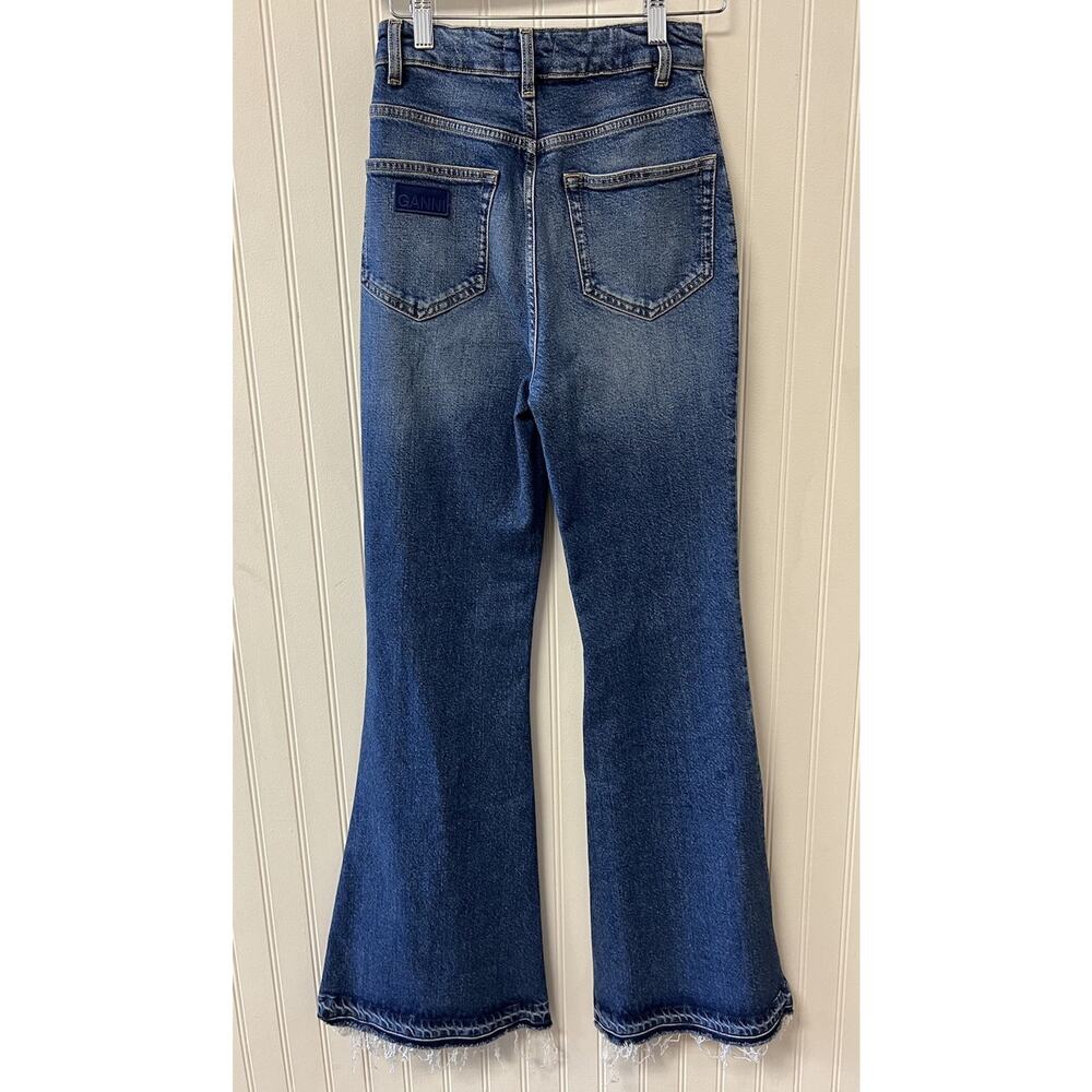 Ganni ganni Stretch Future Goddi Flare Jeans in Mid Blue Vintage Size 24 NWOT - Picture 6 of 9